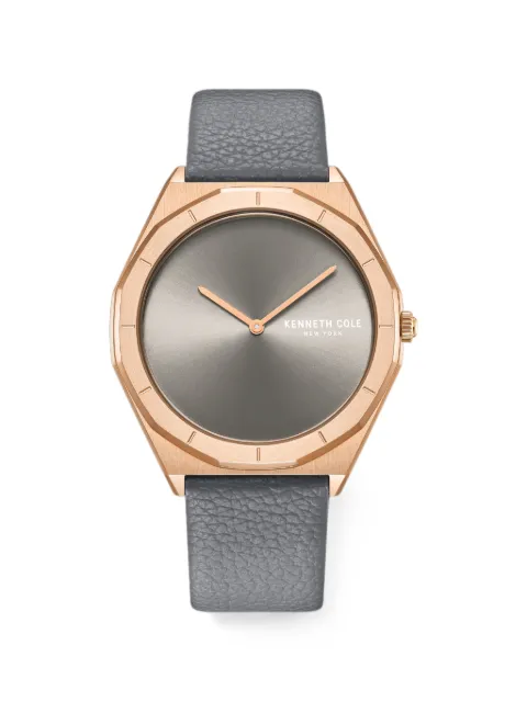 KENNETH COLE Classic leather-strap 41mm watch Grey KCWGA2234103