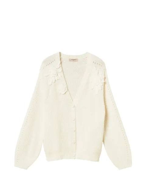 TWINSET cardigan with crochet flowers Neutrals 262TT3192
