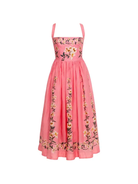 Agua By Agua Bendita Mielero Promesa floral-embroidered midi dress Pink 20902
