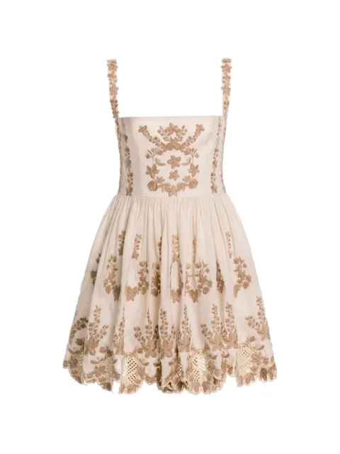 Agua By Agua Bendita Mielero Cauca floral-embroidered mini dress Neutrals 20856MULTICOLOR