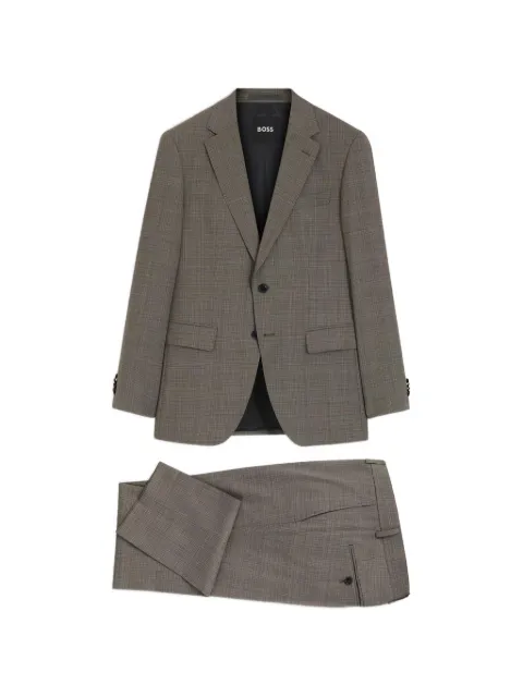 BOSS H-Huge two-piece slim-fit suit in checked stretch wool Grey 50567236