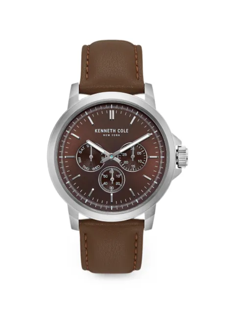 KENNETH COLE leather-strap 43.5mm watch Brown KC50689004