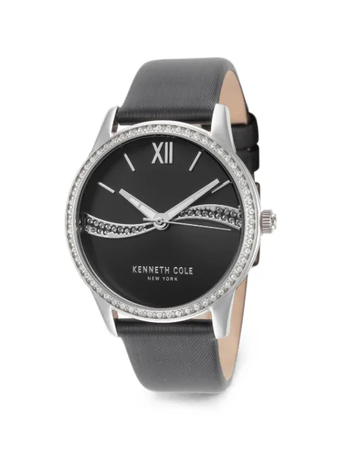 KENNETH COLE Classic crystal-embellished 36mm watch Black KCWLA2219601