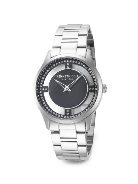 KENNETH COLE crystal-embellished 34.5mm watch Black KCWLG2223301
