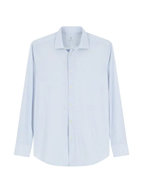 Boggi Milano shirt micro patterned nylon stretch slim fit B Tech Blue BO26A038201
