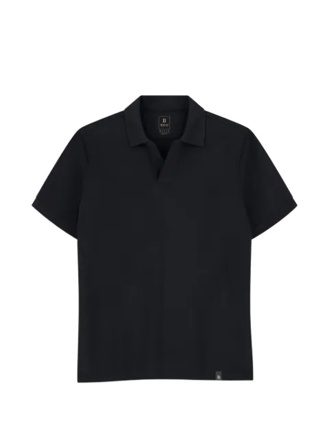 Boggi Milano polo in stretch cotton blend piqué Cool Jade-fresh Black BO26A115103
