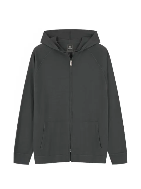 Boggi Milano knitted sweatshirt full-zip hoodie in superfine merino Grey BO26A067601