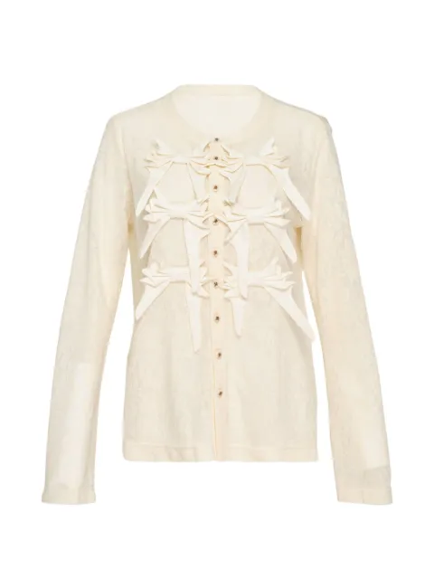 Renli Su bow-embellished lace-texture cardigan Neutrals RI0303E3100002