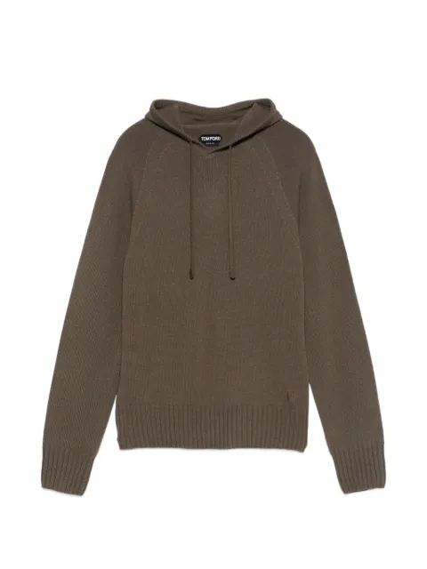 TOM FORD raglan-sleeve knitted hoodie Brown KOL003YMK069