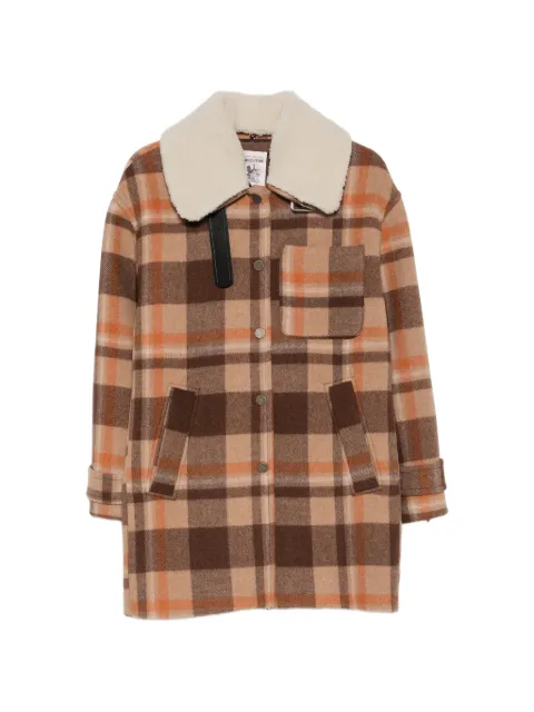 Semicouture checked coat Brown Y6WV84MARY