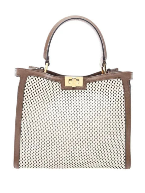 Fendi Pre-Owned 2010-2026 Medium Perforated Leather Peekaboo X Lite satchel White 64IB2WXPQOGDHXRL