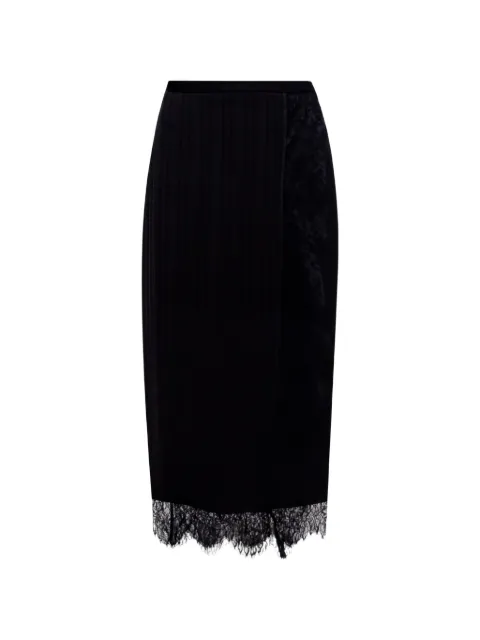TWINSET lace-trim pleated midi skirt Black 262TP2123