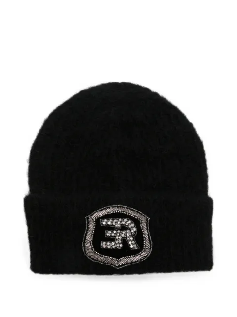 ERMANNO FIRENZE logo-patch knit beanie hat Black D49EV009EA0
