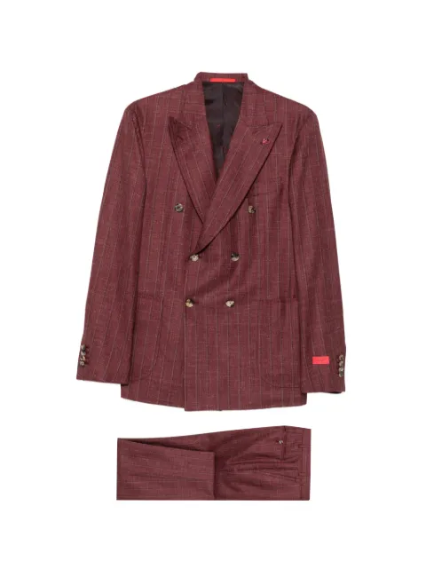 Isaia double-breasted pinstripe suit Red C91ASI10299957