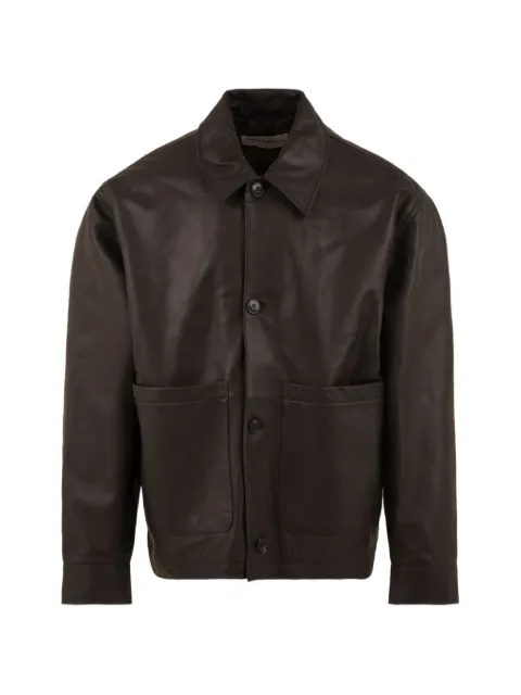 AMARANTO long-sleeve leather jacket Brown B6AB0074