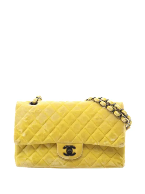 CHANEL Pre-Owned 2014-2015 Medium Classic Velvet Double Flap shoulder bag Yellow R017X67FV47REYTK