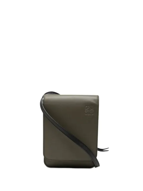 Loewe Pre-Owned 2019 Bicolor Leather Anagram Gusset Flat crossbody bag Green D3RHMOH5N8FSQGCV