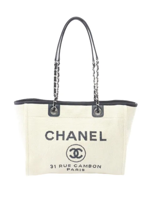 CHANEL Pre-Owned 2016-2017 Small Canvas Deauville tote bag White O2TOWS9IBFAI9H3K