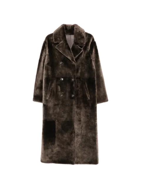Yves Salomon double-breasted shearling coat Brown 24WYM60723MERL