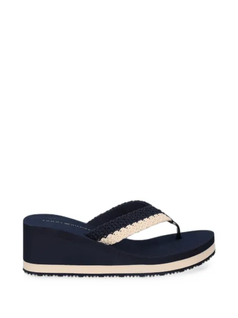 Tommy Hilfiger crochet-strap wedge flip-flops Blue FW0FW09420