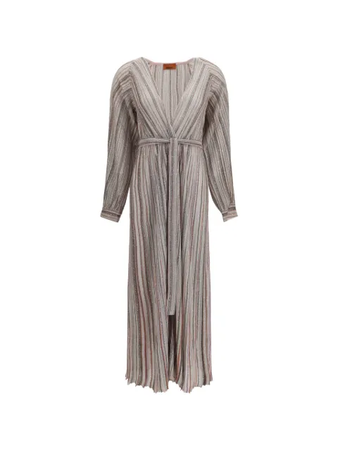 Missoni long ribbed cardigan with belt and sequins Pink DS26WM0JBK01J8