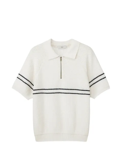 DUNST striped half-zip polo shirt Neutrals UDSW6B322