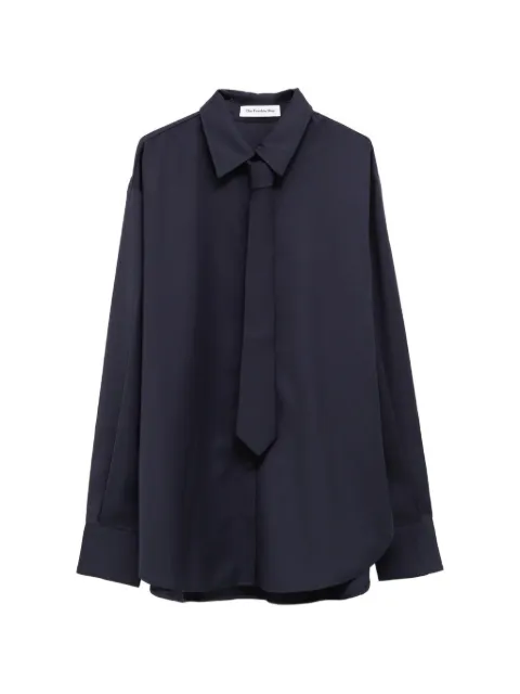 The Frankie Shop Peri tie neck shirt - navy Blue CHFS22840304