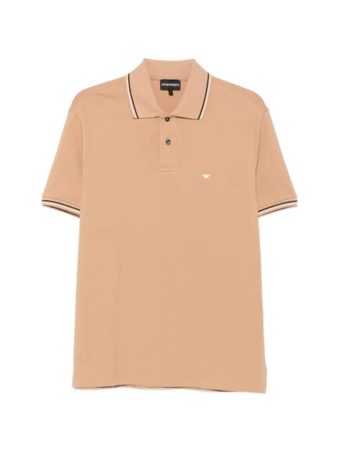 Emporio Armani logo-embroidered tipped polo shirt Neutrals EM004607AF23090