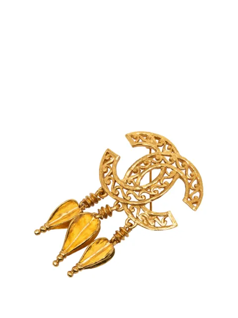CHANEL Pre-Owned 1995 CC Gold Plated Filigree Fringe Drop Brooch costume brooch Gold O6JTHQ7408B9SADZ