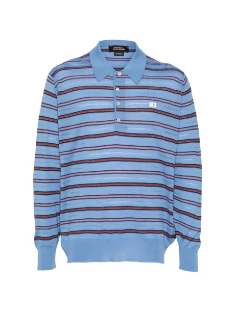 Wales Bonner striped long-sleeve polo shirt Blue MA26KNA4942WO04453
