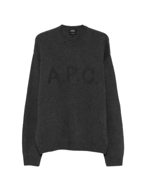 A.P.C. logo-intarsia crew-neck sweater Grey WOATJH23506