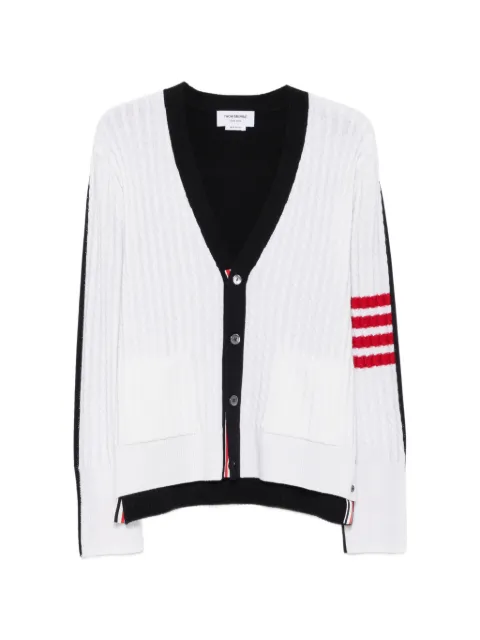 Thom Browne 4-Bar cable-knit cardigan White MKC650AY1018