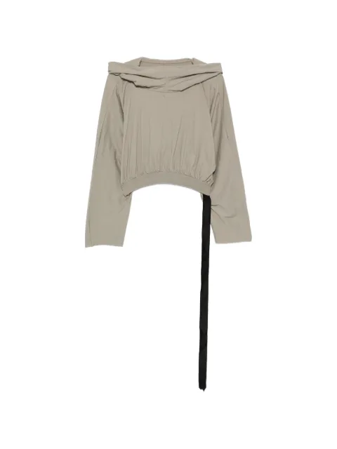 Rick Owens DRKSHDW gathered crop hoodie Grey DS02F6218