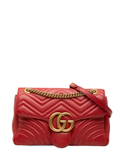 Gucci Pre-Owned 2016-2026 Large GG Marmont Matelasse Leather shoulder bag Red VE9WD6C9ZDHRBD1A