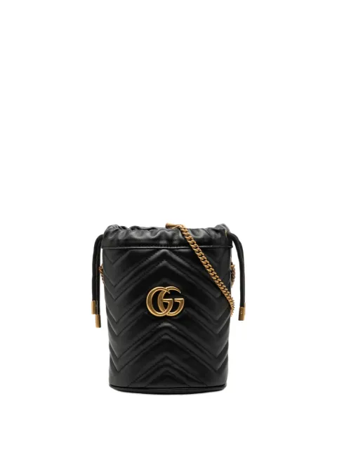 Gucci Pre-Owned 2016-2026 Small GG Marmont Leather Matelasse bucket bag Black HGS1IG5D7EMIS9RF