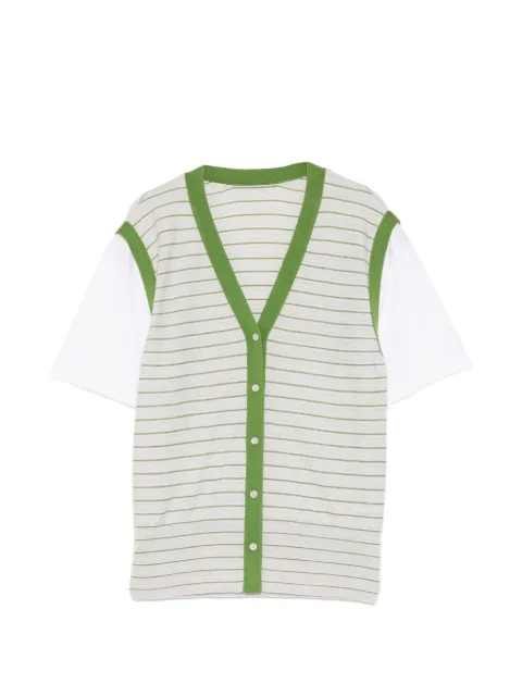 LESS striped mock-layer T-shirt Grey 2Q7316160
