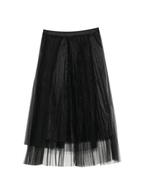 JNBY sheer mesh pleated midi skirt Black 5Q7D11140