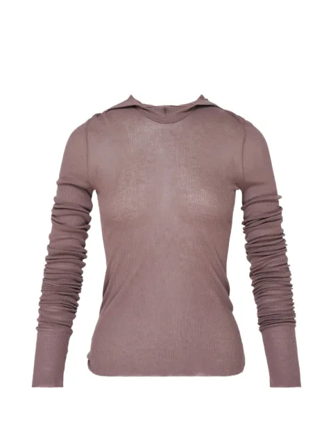 Rick Owens hooded ribbed T-shirt Purple RP02F5210RC86