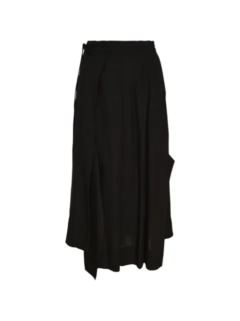 Yohji Yamamoto unbalanced tuck mid skirt Black FVS90200002