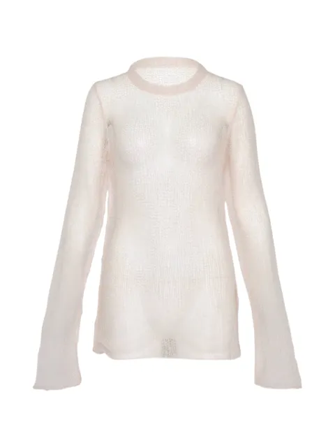Yohji Yamamoto open-knit long-sleeve sweater Pink FVK51600001