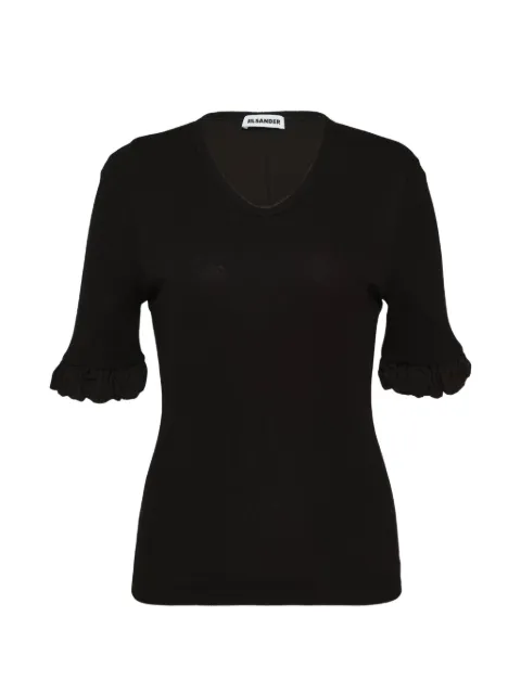 Jil Sander ruffled-cuff ribbed top Black J02NF0021J20382001