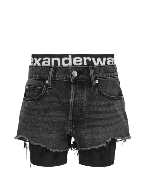 Alexander Wang logo-waistband layered shorts Black 4DC326430300015