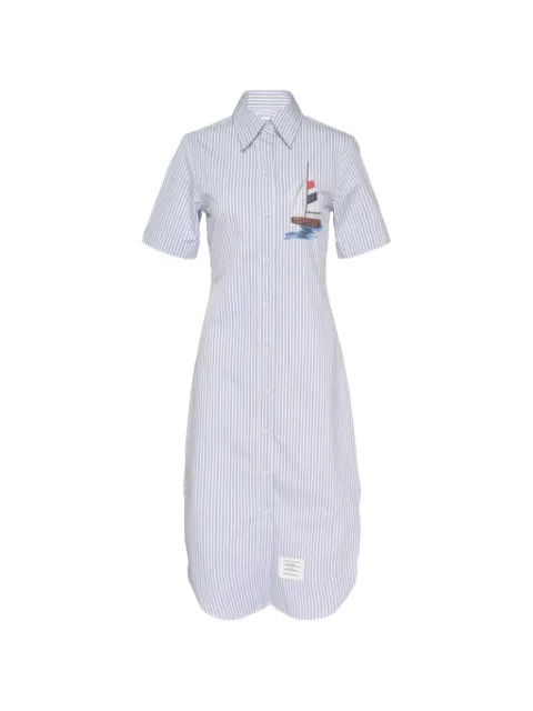 Thom Browne striped embroidered mini shirt dress White PF26FDSF63EF120700035