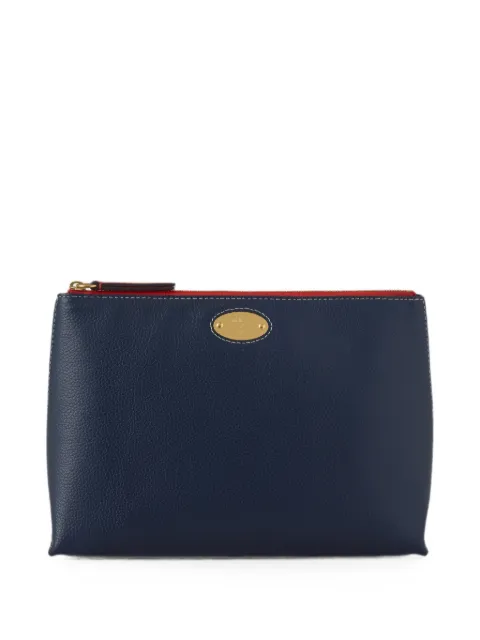Mulberry small logo-plaque cosmetic pouch Blue RL9045205U931