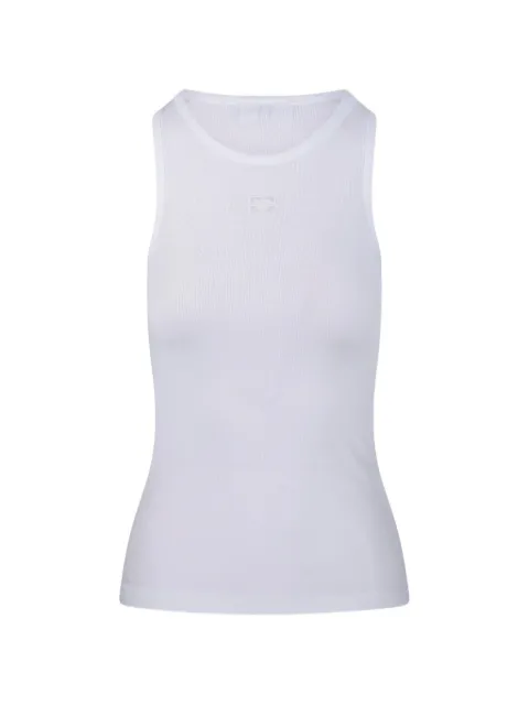 GANNI logo-embroidered ribbed tank top White A1050172