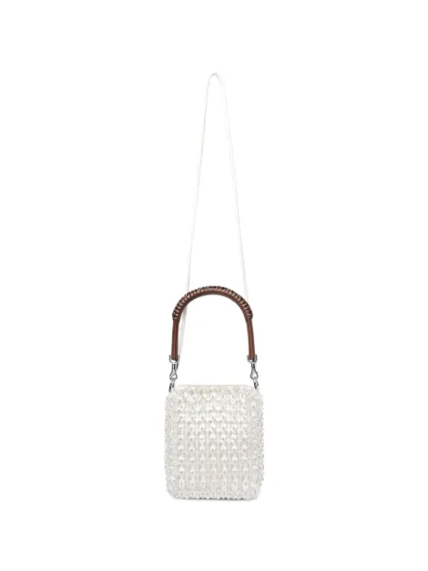 Self-Portrait mini glass-embellished tote bag White PF26311AC
