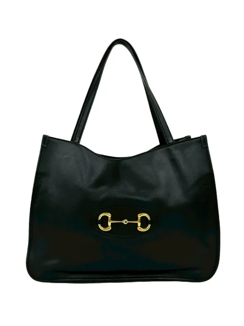 Gucci Pre-Owned 2016-2026 Medium Leather Horsebit 1955 tote bag Black DTURC1KLX3UFZUD6