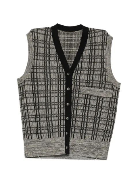 LESS vintage-plaid v-neck vest Grey 2Q7316940