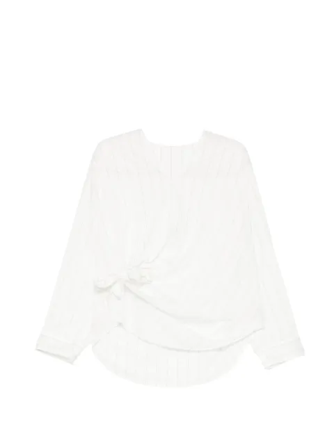 JNBY tie-front striped blouse White 5Q7214301
