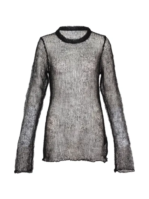 Yohji Yamamoto open-knit long-sleeve sweater Black FVK51600003